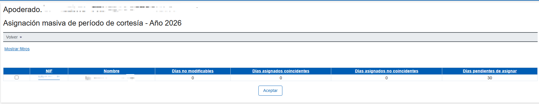 Asignaci&oacute;n masiva de d&iacute;as de poderdantes