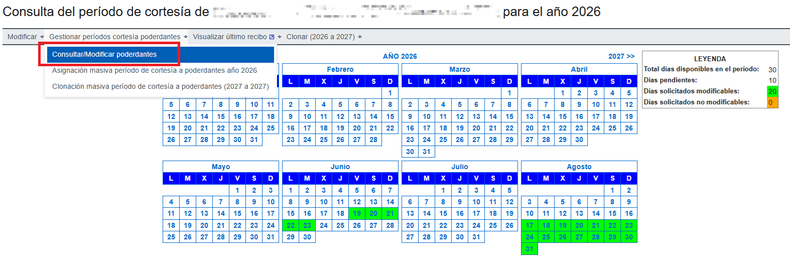 Consultar o Modificar poderdantes